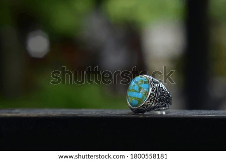 
Silver ring with blue turquoise
