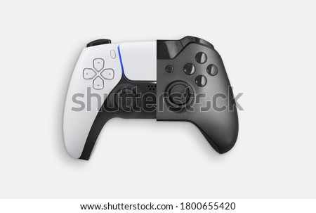 Next Gen game controller and actual game controller comparation Royalty-Free Stock Photo #1800655420
