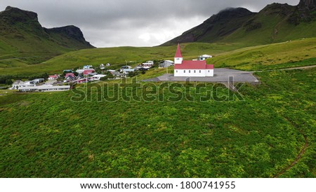 The famous church of the villake Vik on Iceland