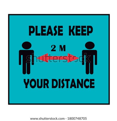 Social Distancing Instruction and Information.Please Keep 2 M Your Distance. Prevention of Coronavirus Covid-19.Template on circle for banner,poster with text.