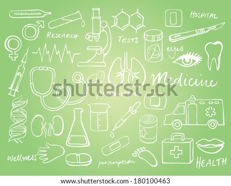 Medical icons doodle vector