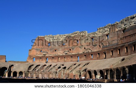 Close-up photo of the internal walls of the historic monument located in the city of Rome, Italy.