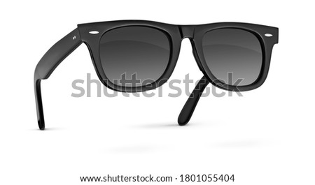 Black classic sunglasses isolated on white with clipping path Royalty-Free Stock Photo #1801055404