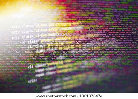Programming code abstract technology background of software developer and Computer script.