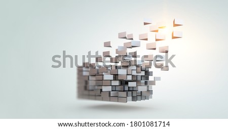 Floating cubes. Innovation and creativity concept