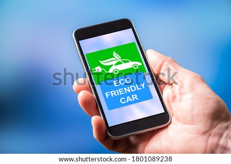 Smartphone screen displaying an eco friendly car concept