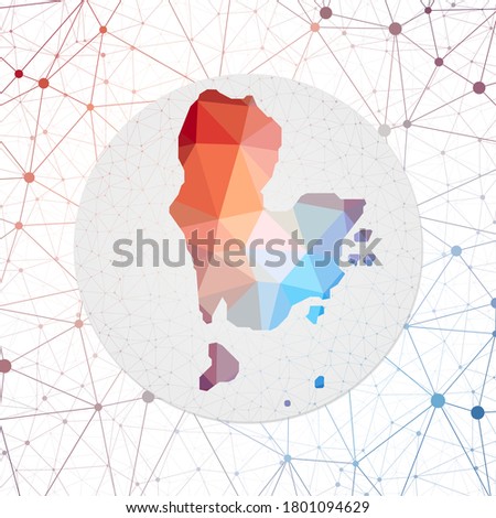 Abstract vector map of Redang Island. Technology in the island geometric style poster. Polygonal Redang map on 3d triangular mesh backgound. EPS10 Vector.