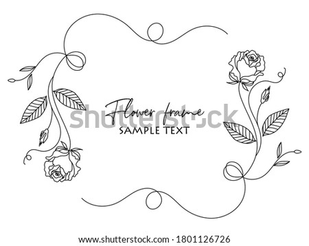 Floral line drawing picture frame vector illustration material