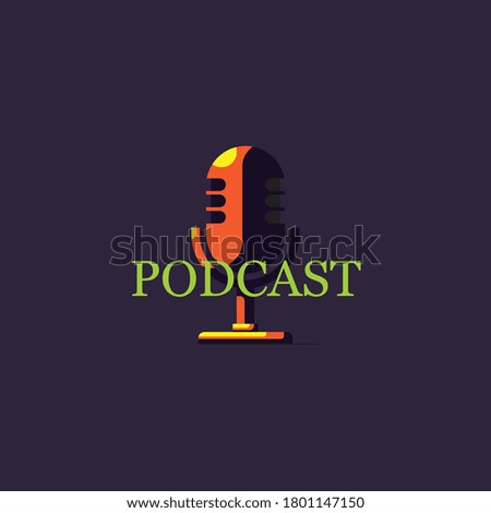 Podcast, Microphone, Radio, Speaker, Music, Retro Vector. Logo vector