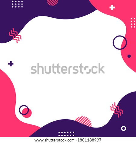 Colorful memphis style in square size. Abstract creative background. Template for advertising or banner with copy space for text. Modern trendy cute flat graphic design illustration.