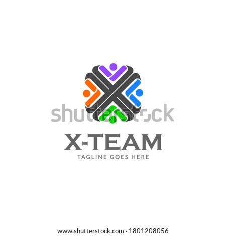 Abstract X Team Letter Logo - Colorful Group Icon - Monogram Vector Template - Initial Icon and Symbol Illustration