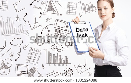 Business, technology, internet and network concept. Young businessman thinks over the steps for successful growth: Data leak