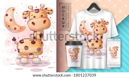 Big giraffe - poster and merchandising. Vector eps 10