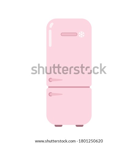 Kitchen refrigerator in cartoon style isolated on white background. Vector illustration
