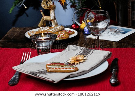 Table served for christmas dinner.