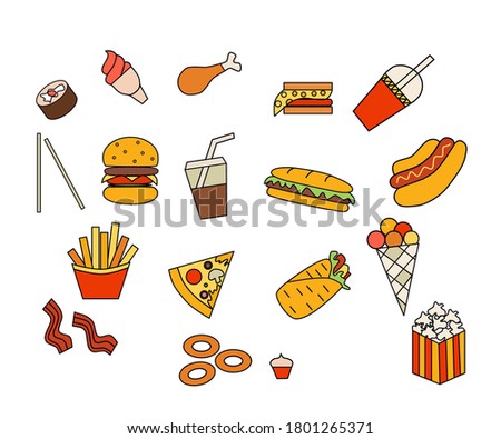 Set Of Fast Food Illustration