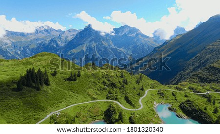 Wonderful spot for vacation in the Swiss Alps - aerial view - travel photography
