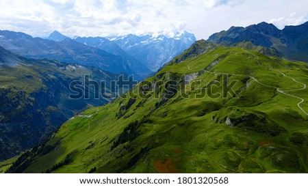 Flight over the wonderful nature of Switzerland - the Swiss Alps from above - travel photography