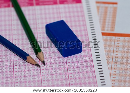 optical exam answer sheet and answer marking photo