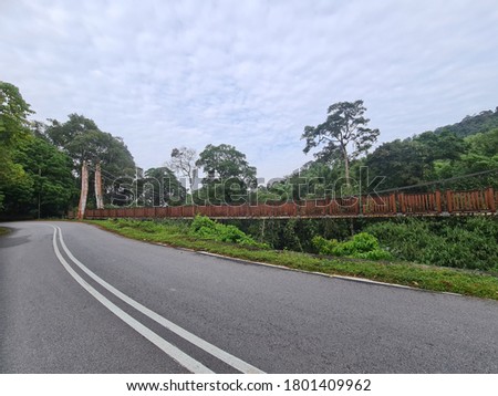 An old and historic suspension bridge in Bukit Fraser, Pahang state in Malaysia country.