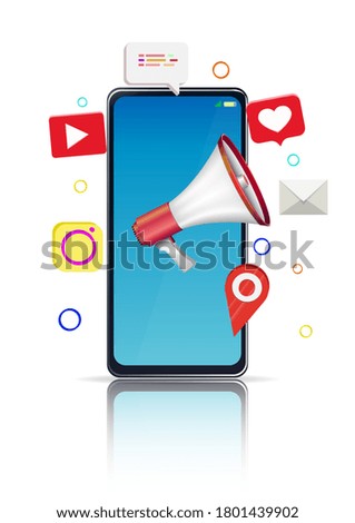 Digital online Marketing on mobile phone. Marketing Strategy Concept.