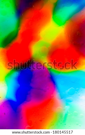 Bright colorful food coloring in water & oil for abstract background