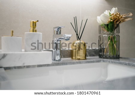 interior of luxury bathroom in home