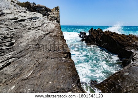 rough sea with rocks waves