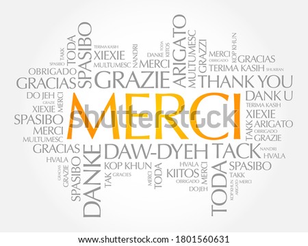 Merci (Thank You in French) Word Cloud in different languages
