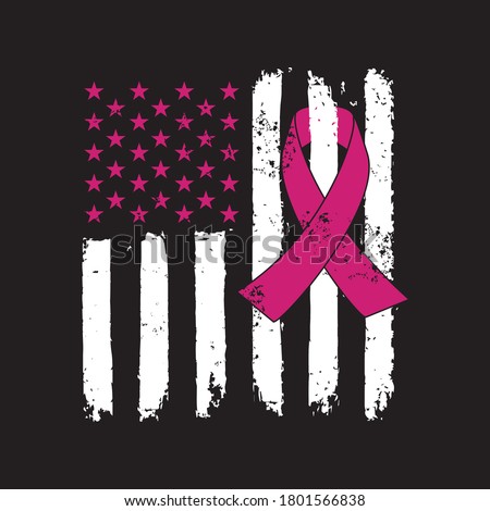 Awareness Ribbon - Breast Cancer awareness American Distressed Flag  vector