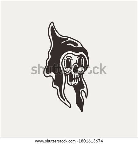 skull head graphic design elements.halloween black and white illustration clip art element with dead scary skeleton head. spooky trick or treat graveyard clipart resources for logo design or patterns