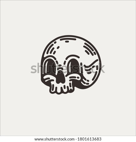 skull head graphic design elements.halloween black and white illustration clip art element with dead scary skeleton head. spooky trick or treat graveyard clipart resources for logo design or patterns