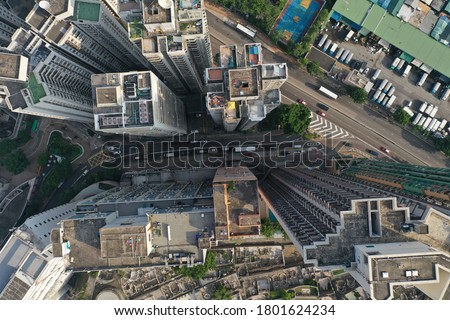 Hong Kong Aberdeen cityscape drone