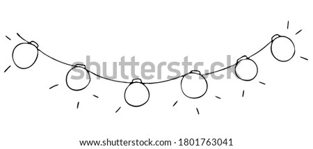beautiful garland with balls for christmas and new year, cute winter doodles, coloring book, doodle style vector element