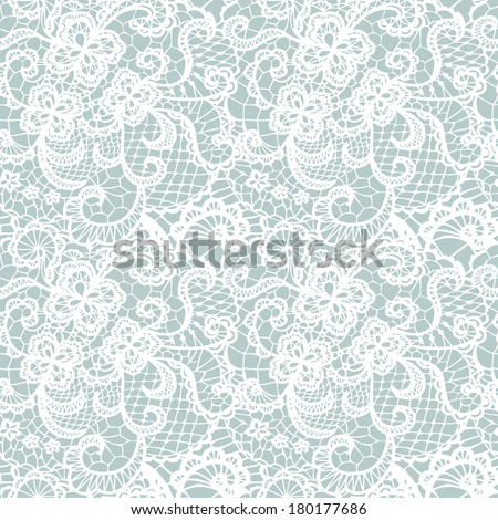 Lace seamless pattern with flowers on blue background