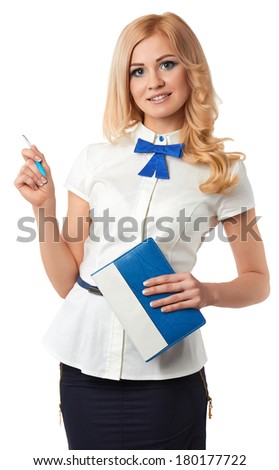 business woman with a notebook and pen and fresh idea