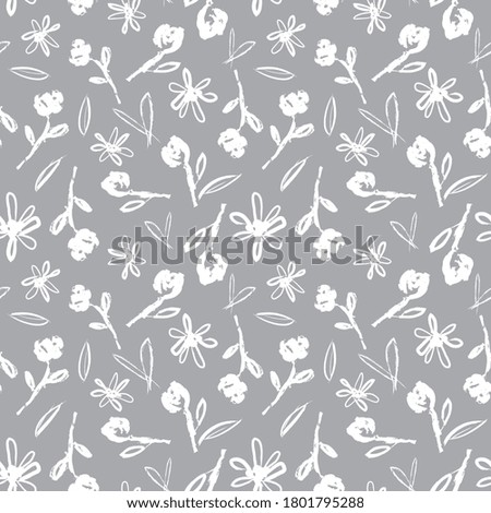 Grey Floral brush strokes seamless pattern background for fashion prints, graphics, backgrounds and crafts