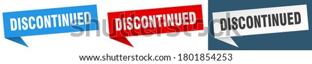 discontinued banner. discontinued speech bubble label set Royalty-Free Stock Photo #1801854253
