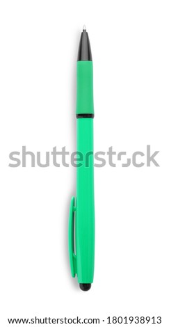 New retractable pen isolated on white. School stationery