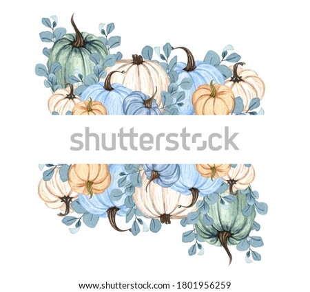 Watercolor pumpkin composition, floral pumpkins, Halloween clip art, autumn design elements, fall arrangement, Harvest clip art isolated on white background