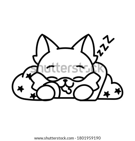Isolated sleeping kitten. Cute emoji of a cat - Vector