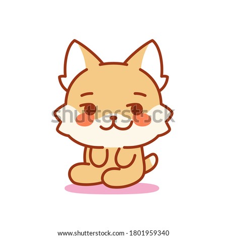 Isolated happy kitten. Cute emoji of a cat - Vector