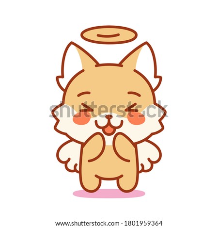 Isolated angel kitten. Cute emoji of a cat - Vector