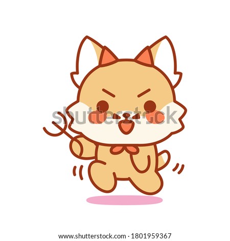 Isolated devil kitten. Cute emoji of a cat - Vector