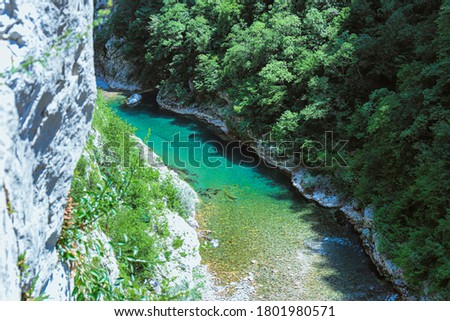 Blue and green colored river
