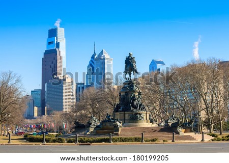 Philadelphia skyline, taken from the art museum