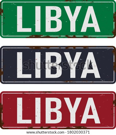 Libya metal road sign Vector Illustration Design.