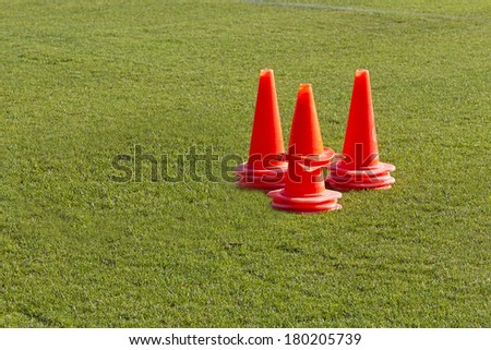Cones in football field