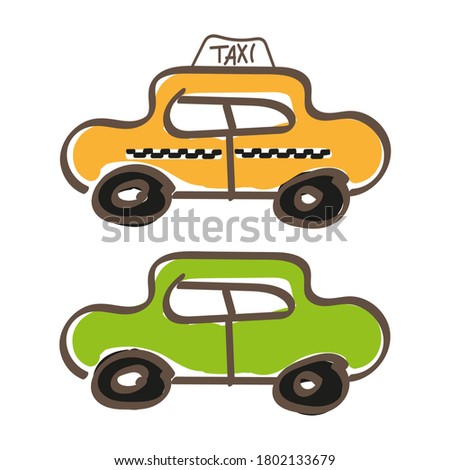 vector taxi clipart art line. Passenger car digital illustration isolated on a white background