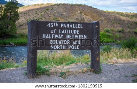 45th Parallel of Latitude in Yellowstone National Park Royalty-Free Stock Photo #1802150515